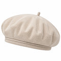Berretto basco taglia unica in tessuto a coste beige stile casual
