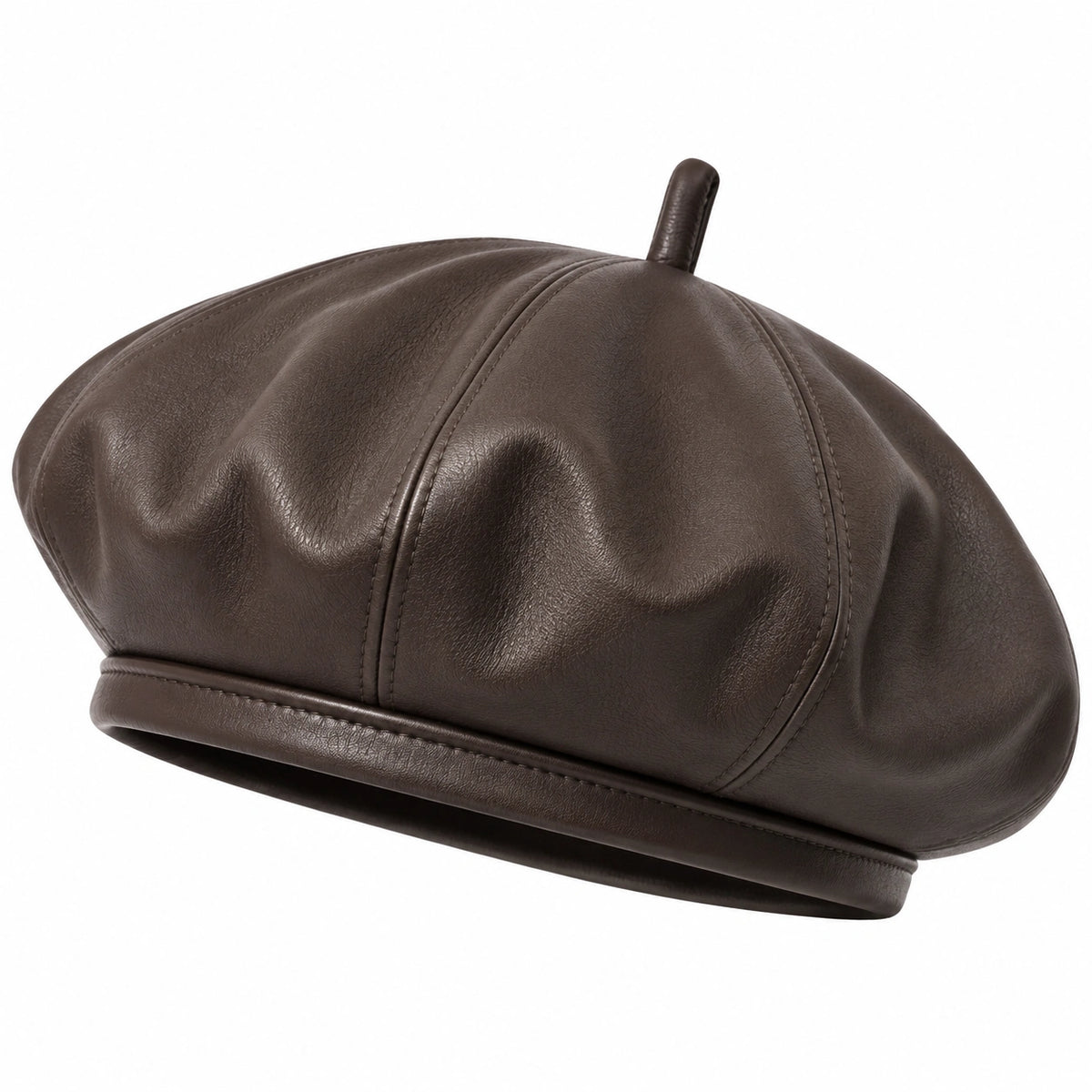Cappello basco taglia unica in similpelle marrone stile casual