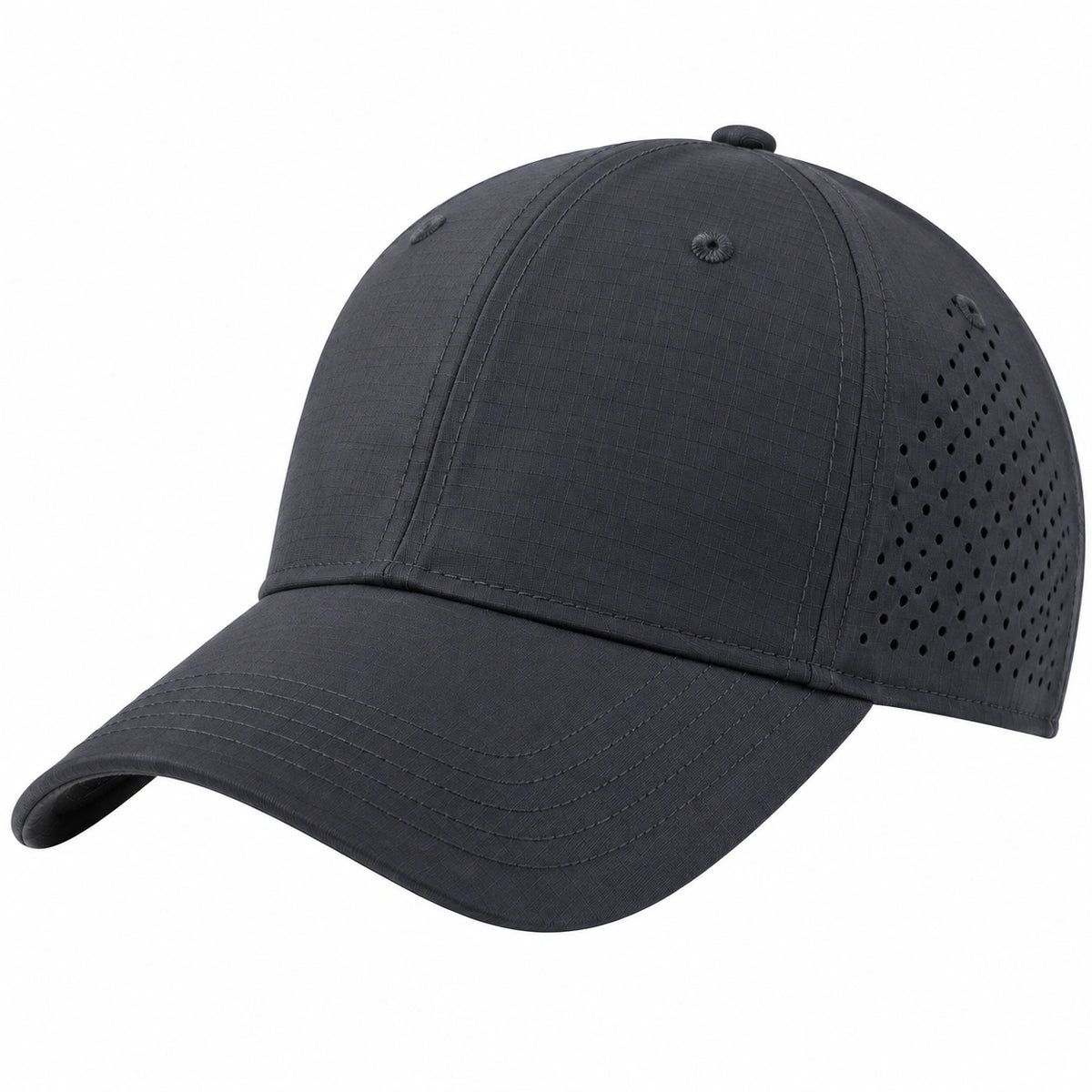 Cappellino da baseball taglia unica in tessuto sintetico nero - visiera curva e pannelli traforati