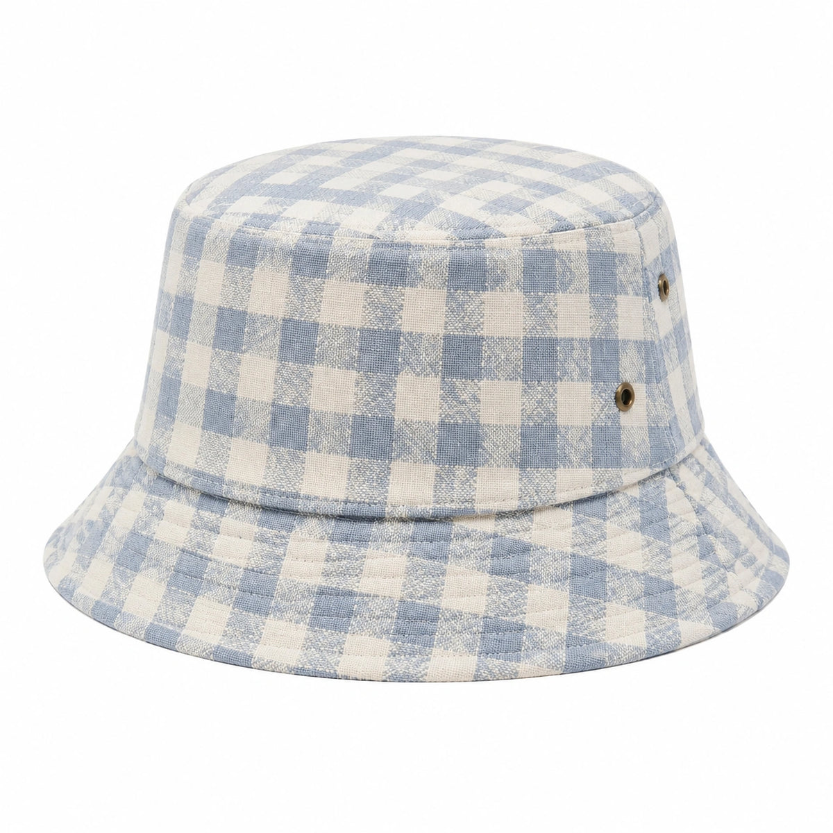 Cappello da pescatore a quadretti azzurro e bianco in tessuto - taglia unica stile casual