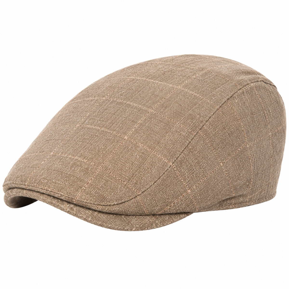 Coppola unisex taglia unica in tessuto marrone a quadri - stile classico per uso quotidiano