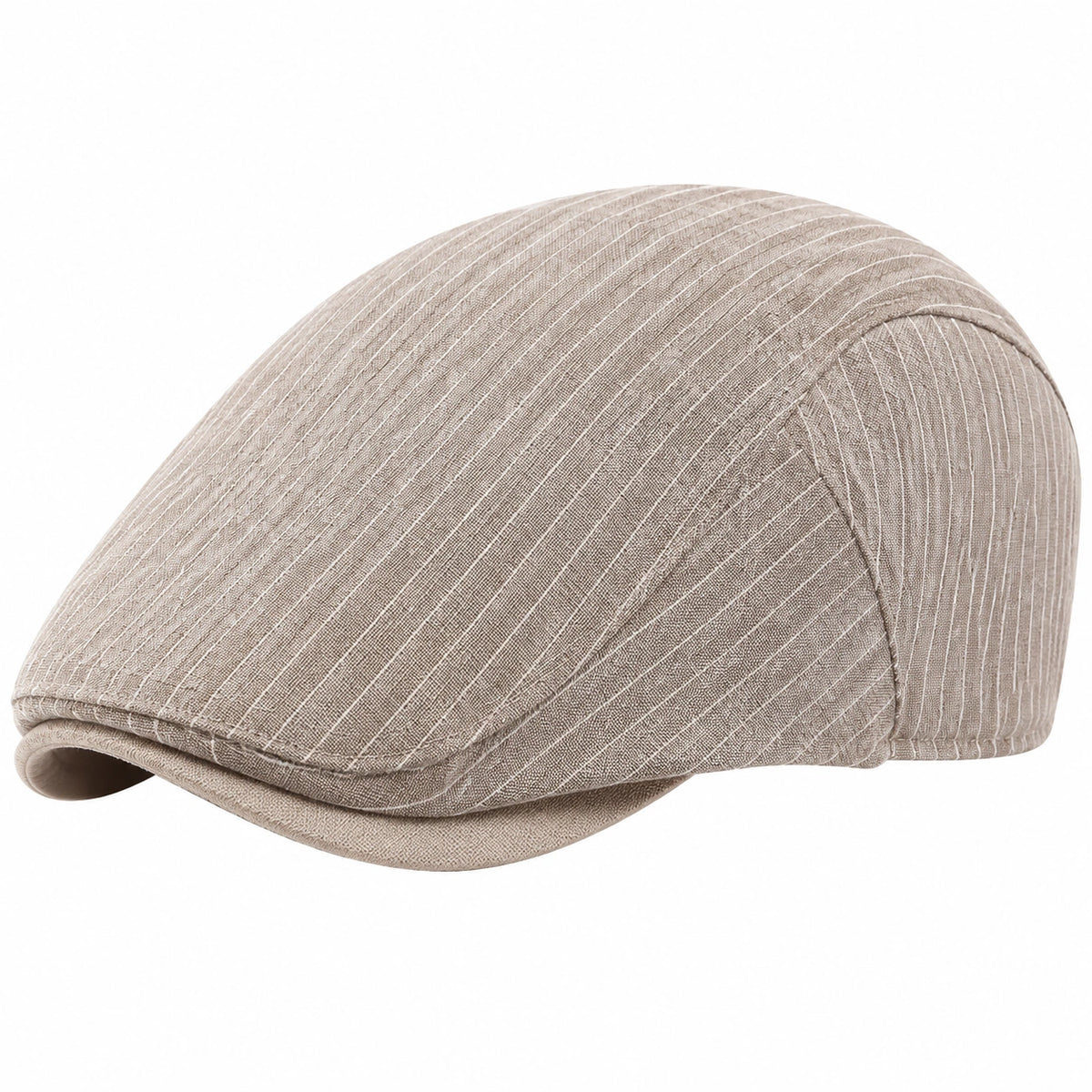 Coppola taglia unica in tessuto beige a righe sottili stile classico