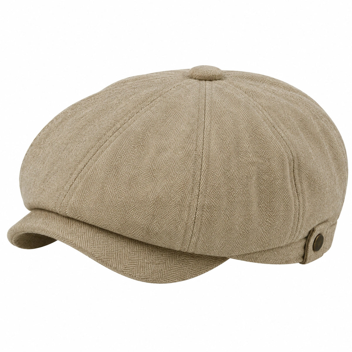 Berretto con visiera taglia unica in tessuto beige regolabile stile newsboy